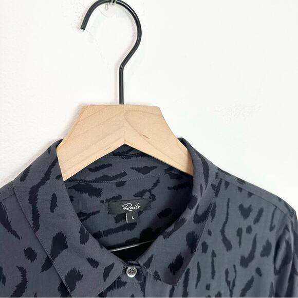 Rails Rhett Long Sleeve Button Down Shirt Ash Cheetah Large - Picture 5 of 7